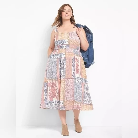 Lane Bryant Multicolor Patchwork Midi Dress - Picture 16 of 16